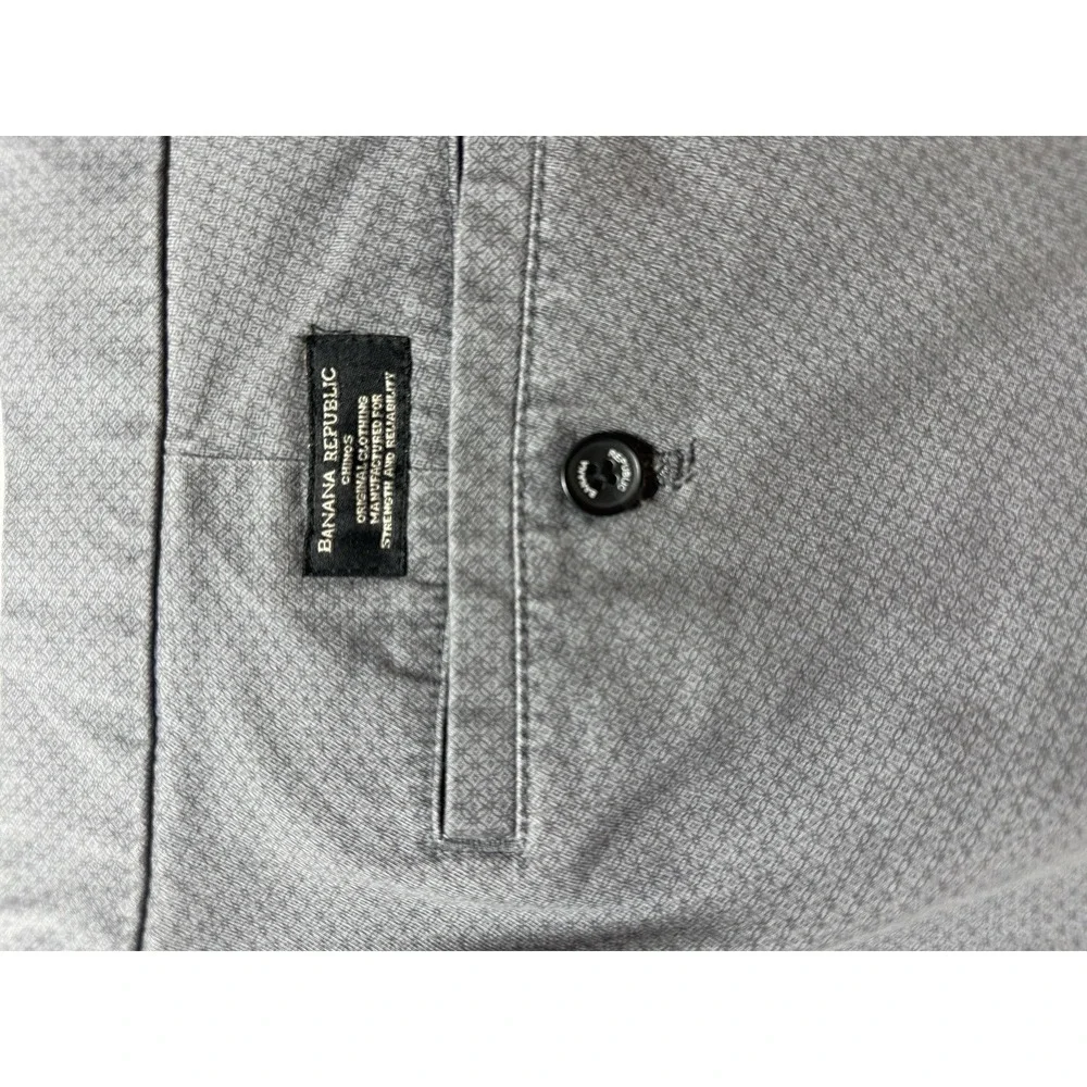 Banana Republic Men's Skinny Fit Stretch Chino Pants Gray 34W Flat Front